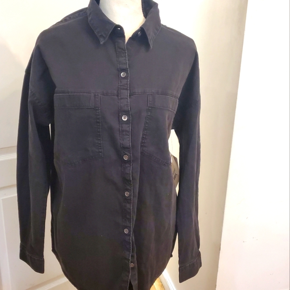 Goodthreads black denim "boyfriend" shirt sz M NWT